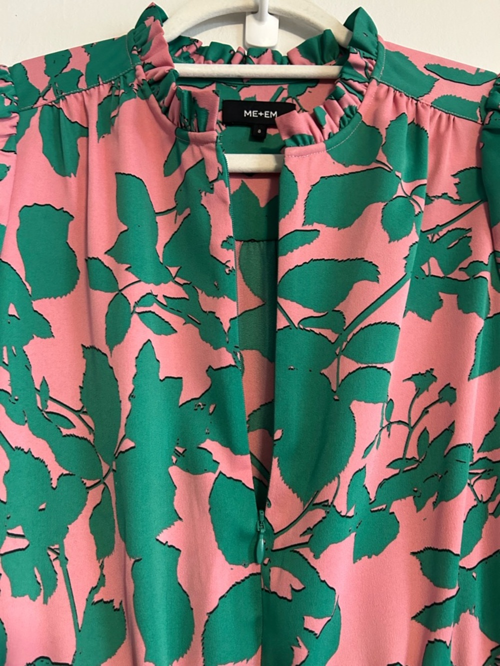ME+EM Leaf-print Tiered Maxi Dress Pink and Green - Picture 5 of 14